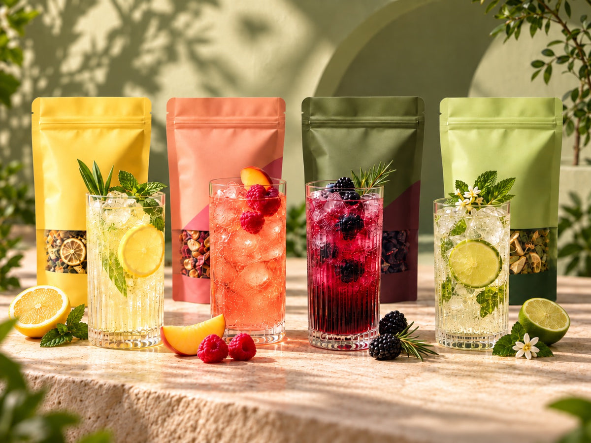 Une infusion INFUZZE avec des fruits et des plantes